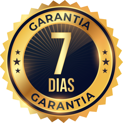 Selo de garantia de 7 dias, operada pela Hotmart
